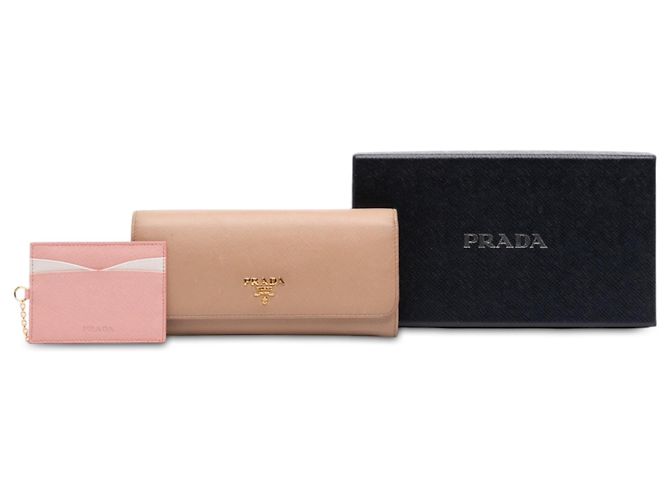 Prada Beige Saffiano Continental Flap Portemonnaie - Ansicht 7