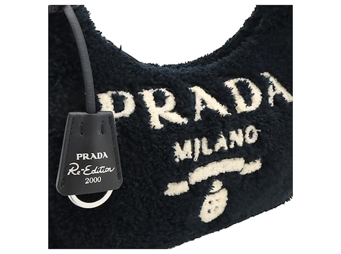 Borsa a tracolla Prada Black Mini Terry Re Edition 2000 Nero - vista 4