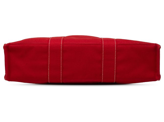 Hermès Sac Deauville MM aus rotem Canvas - Ansicht 3