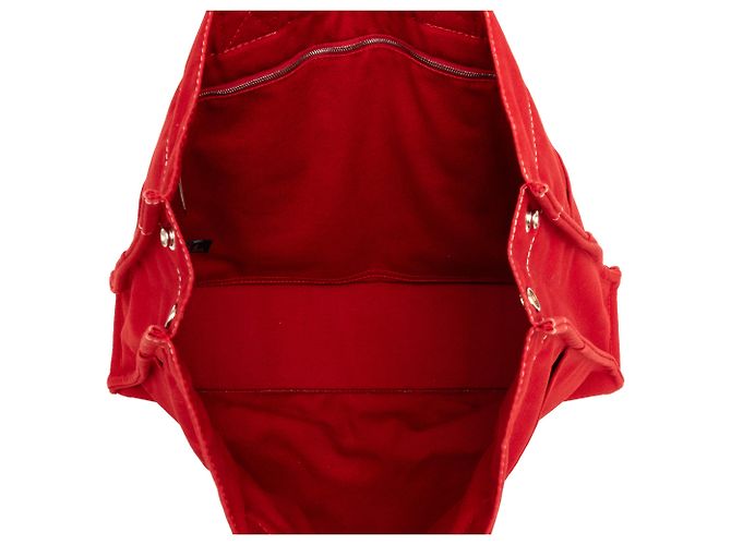 Hermès Sac Deauville MM aus rotem Canvas - Ansicht 4