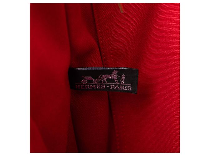 Hermès Sac Deauville MM aus rotem Canvas - Ansicht 5