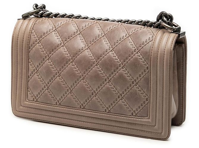 Chanel Brown Old Medium Aged Calfskin Double Stitch Boy Flap Castaño - vista 2