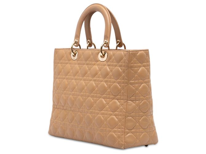 Dior Beige Large Lambskin Cannage Lady Dior - vista 2