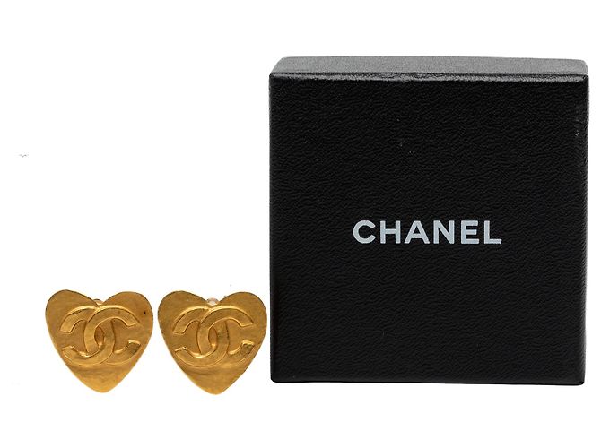 Orecchini Chanel Gold CC placcati in oro a forma di cuore Clip On D'oro - vista 4