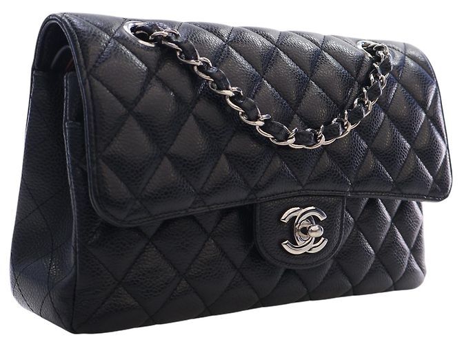 Chanel Black Small Classic Caviar Double Flap Nero - vista 6