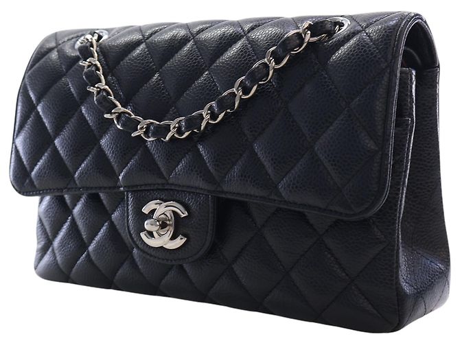 Chanel Black Small Classic Caviar Double Flap Nero - vista 7