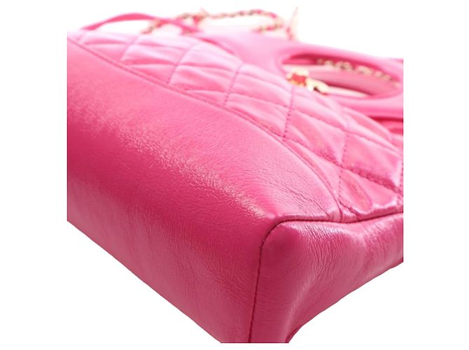 Chanel 31 Shopping Bag aus rosa gestepptem glasiertem Kalbsleder in Large Pink - Ansicht 12