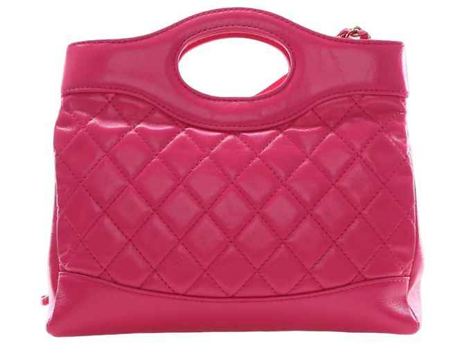 Chanel 31 Shopping Bag aus rosa gestepptem glasiertem Kalbsleder in Large Pink - Ansicht 2