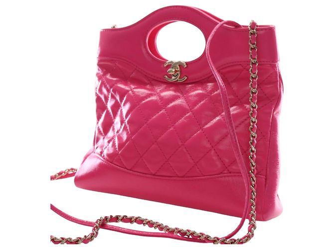 Chanel 31 Shopping Bag aus rosa gestepptem glasiertem Kalbsleder in Large Pink - Ansicht 6
