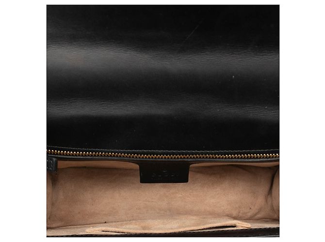 Borsa Gucci Black Small Calfskin Web Sylvie Satchel Nero - vista 4