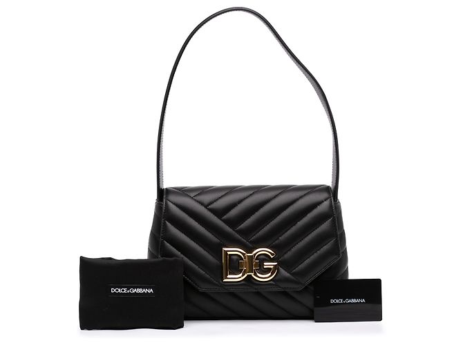 Borsa a tracolla Dolce & Gabbana Black Small Quilted Lambskin Lop Nero - vista 7