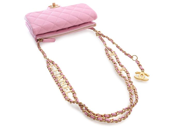 Chanel Pink Quilted Caviar Pick Me Up Flap Belt Bag Rosa - vista 14