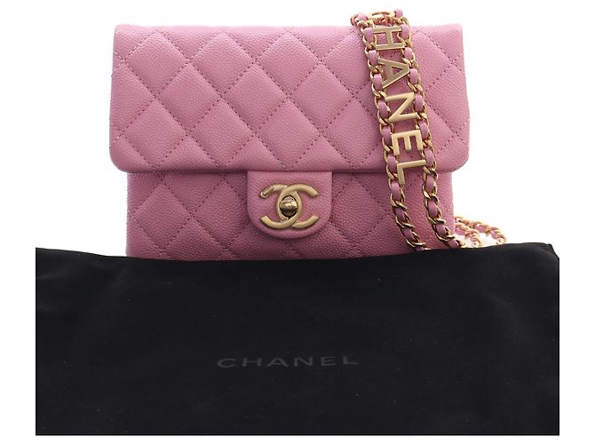 Chanel Pink Quilted Caviar Pick Me Up Flap Belt Bag Rosa - vista 15