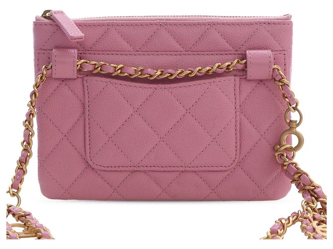 Chanel Pink Quilted Caviar Pick Me Up Flap Belt Bag Rosa - vista 2