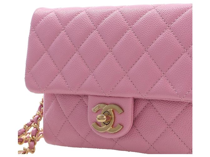Chanel Pink Quilted Caviar Pick Me Up Flap Belt Bag Rosa - vista 7