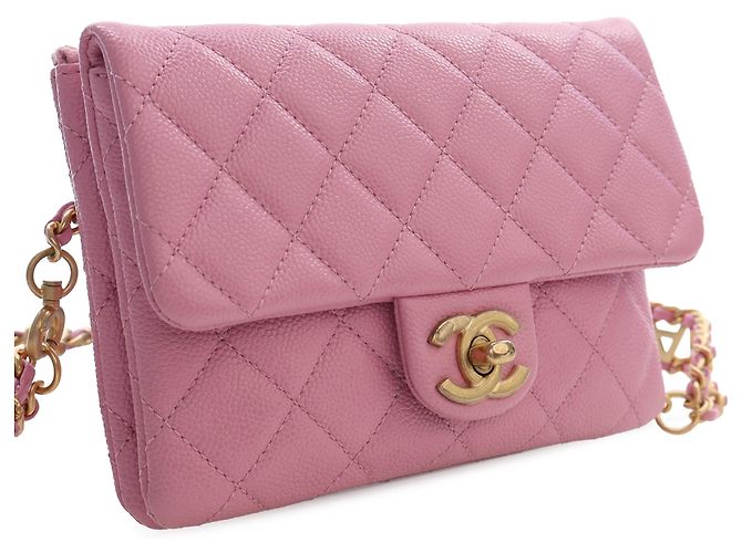 Chanel Pink Quilted Caviar Pick Me Up Flap Belt Bag Rosa - vista 8
