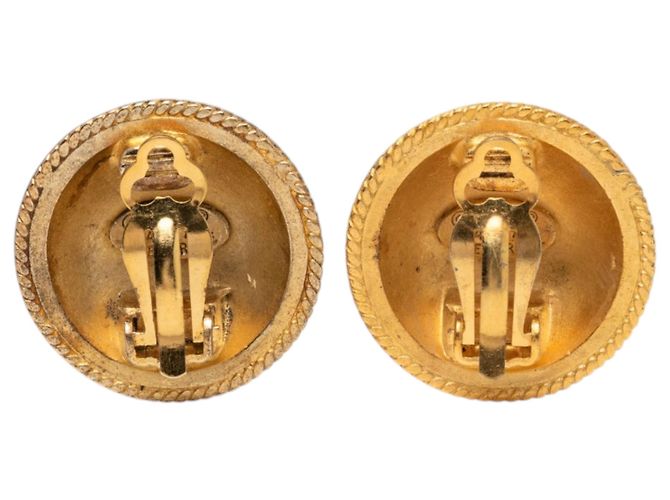 Orecchini Chanel Gold CC placcati oro rotondi con clip D'oro - vista 2