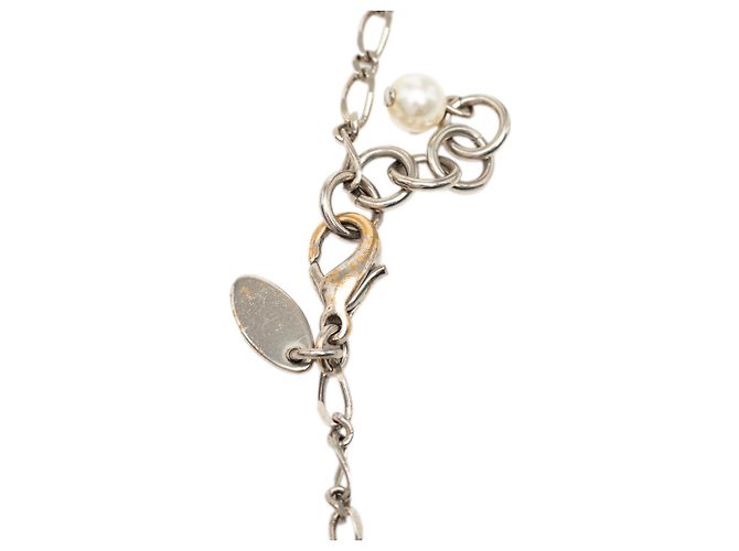 Collana Lucky Charm Chanel in ottone argentato CC e placcato oro con perle finte Argento - vista 5