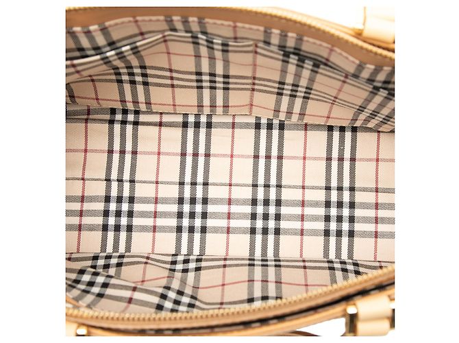 Tote in pelle marrone Burberry Caramello - vista 4