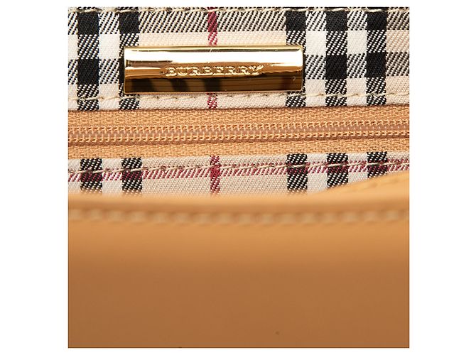 Tote in pelle marrone Burberry Caramello - vista 5