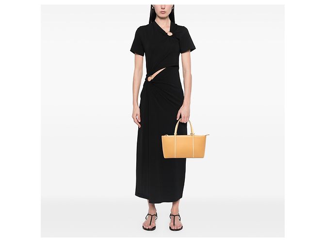 Tote in pelle marrone Burberry Caramello - vista 6
