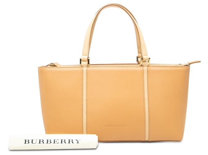 Tote in pelle marrone Burberry Caramello - vista 7