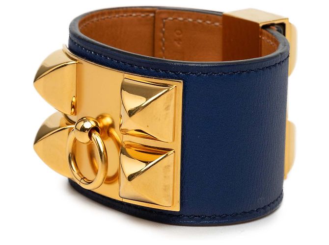 Pulseira Hermès Blue Swift e banhada a ouro Collier de Chien - vista 2
