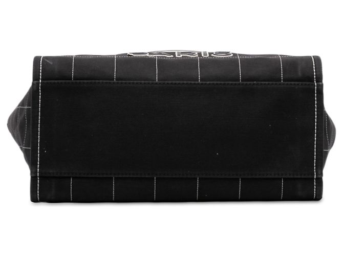 Tote Deauville Chanel Black Medium Canvas Square Stitch Preto - vista 3