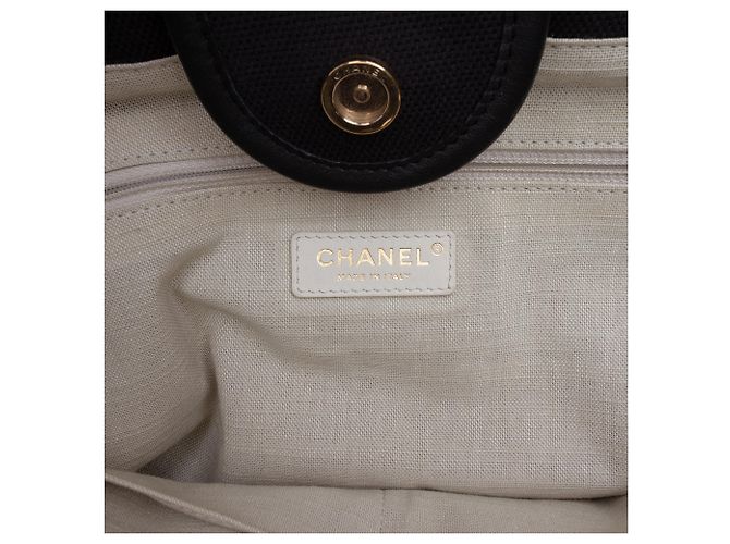 Tote Deauville Chanel Black Medium Canvas Square Stitch Preto - vista 5