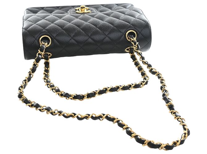 Chanel Black Small Classic Caviar Double Flap Nero - vista 14