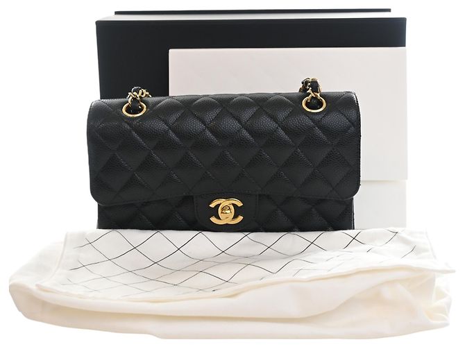 Chanel Black Small Classic Caviar Double Flap Nero - vista 15