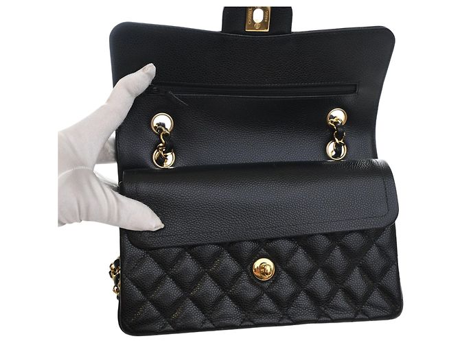 Chanel Black Small Classic Caviar Double Flap Nero - vista 7