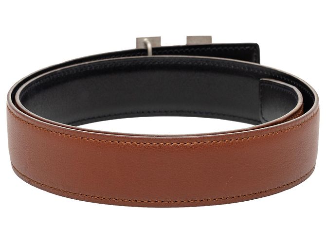 Cinturón reversible Hermès marrón Chevre Mysore Cadena H - vista 3