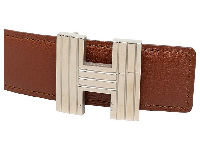 Cinturón reversible Hermès marrón Chevre Mysore Cadena H - vista 6