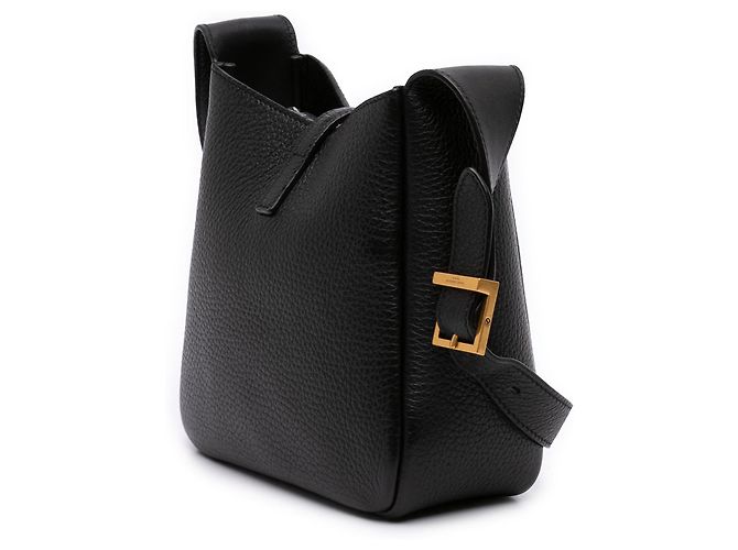 Saint Laurent Borsa Hobo Le 5 a 7 in Pelle di Vitello Grained Nera Nero - vista 2
