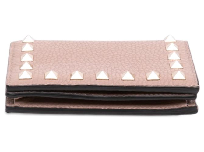 Cartera compacta Rockstud en cuero rosa Valentino - vista 3