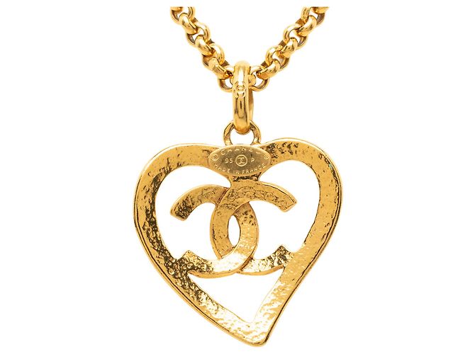 Collana con pendente a cuore Chanel Gold CC placcato oro D'oro - vista 2