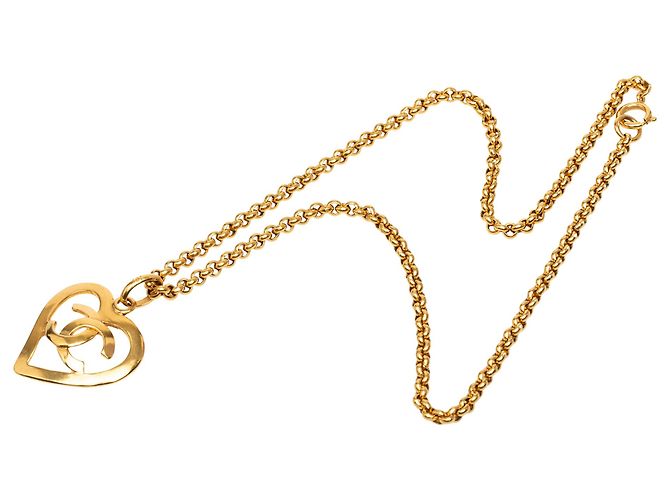 Collana con pendente a cuore Chanel Gold CC placcato oro D'oro - vista 4