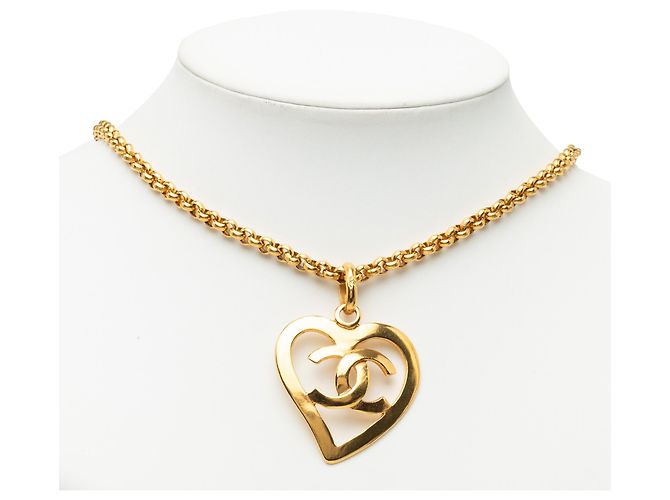 Collana con pendente a cuore Chanel Gold CC placcato oro D'oro - vista 5