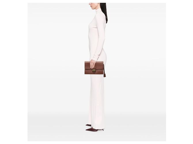 Pochette Clutch Hermès Brown Courchevel Jet Marrone - vista 7