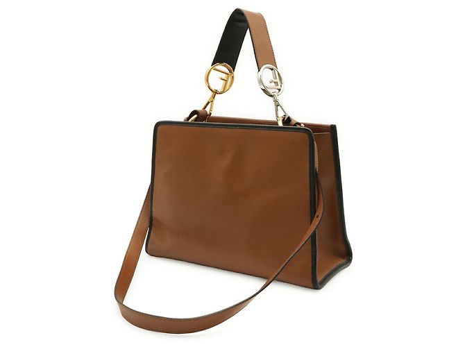 Piccola borsa a tracolla Fendi Runaway Marrone Nero - vista 3