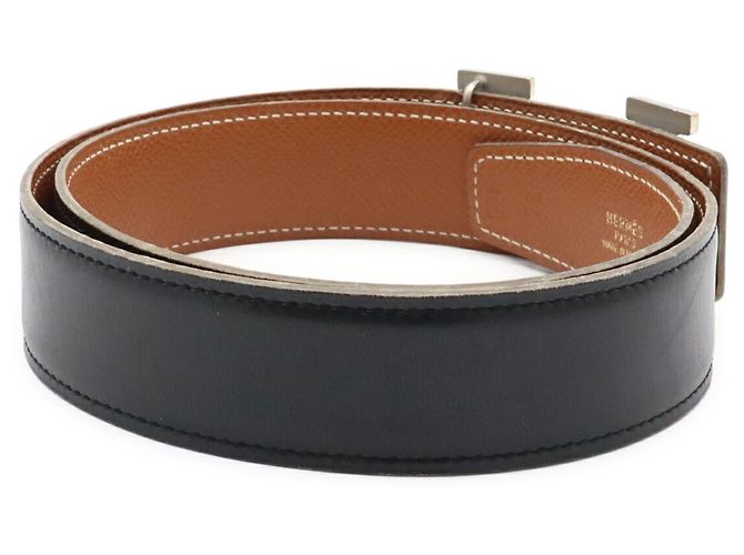 Hermès Hermes H-Belt Reversibler Gürtel aus Box-Calf-Leder Braun Schwarz - Ansicht 3