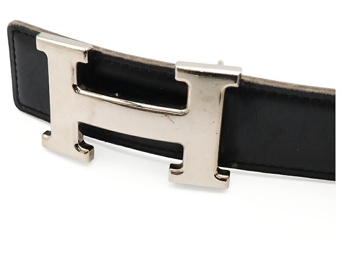 Hermès Hermes H-Belt Reversibler Gürtel aus Box-Calf-Leder Braun Schwarz - Ansicht 4