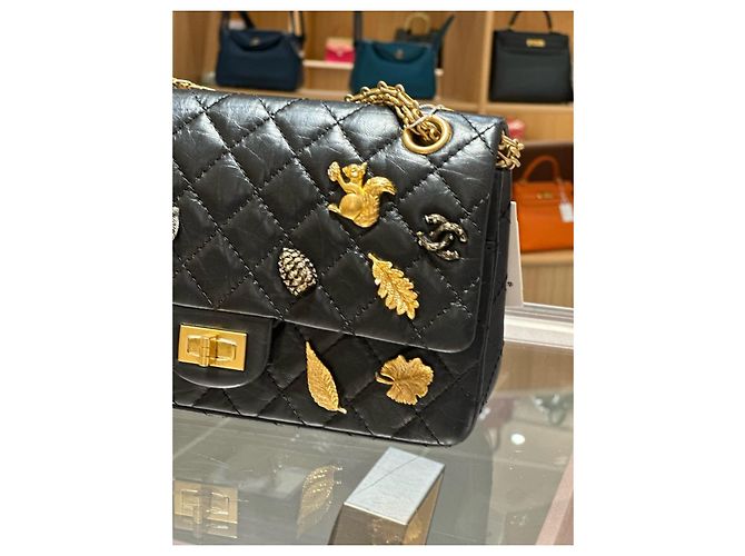 Borsa Chanel 2.55 Small Flap Bag in pelle nera decorata Nero - vista 3