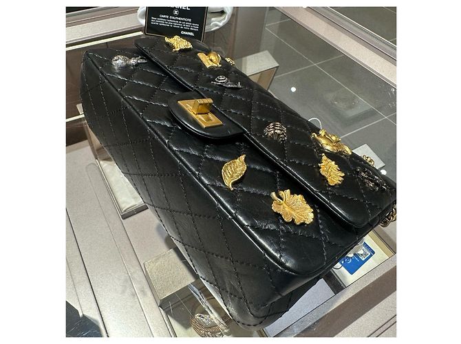 Borsa Chanel 2.55 Small Flap Bag in pelle nera decorata Nero - vista 8