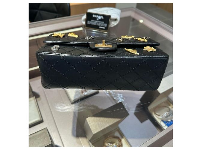 Borsa Chanel 2.55 Small Flap Bag in pelle nera decorata Nero - vista 9