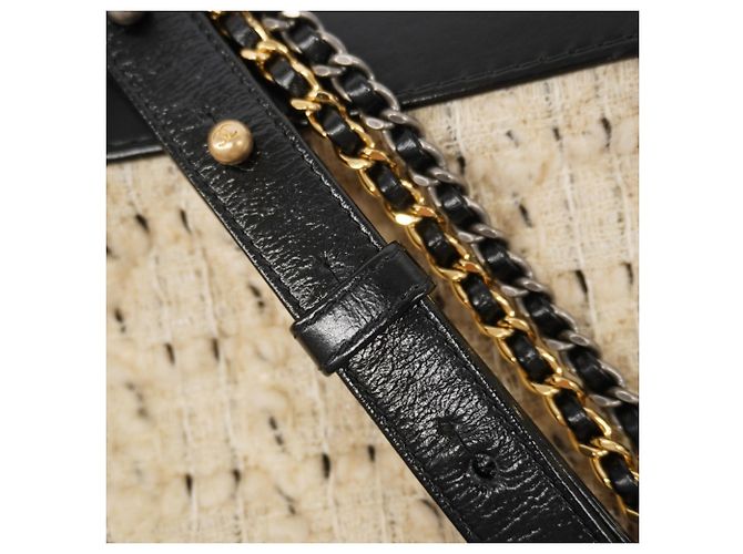 Borsa a tracolla Chanel Gabrielle in tweed Nero Beige - vista 8