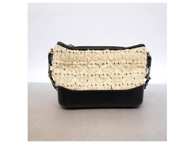 Borsa a tracolla Chanel Gabrielle in tweed Nero Beige - vista 9