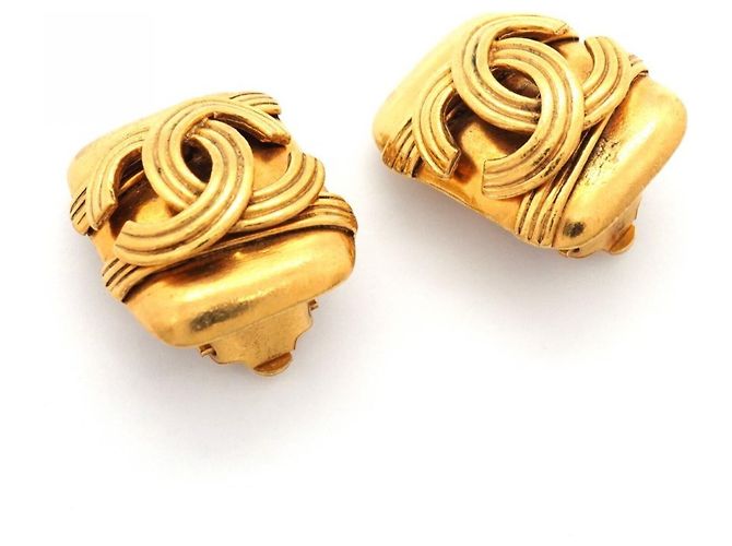 Brincos de pressão banhados a ouro Chanel Dourado - vista 2