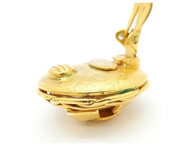 Orecchini a clip dorati Chanel con logo Coco D'oro - vista 6